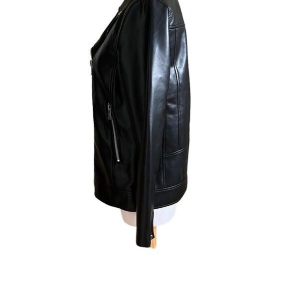 Anthropologie Avec Les Filles Relaxed Faux Leather Moto Jacket Size S NWT - Picture 10 of 16